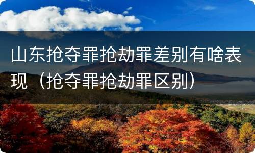 山东抢夺罪抢劫罪差别有啥表现（抢夺罪抢劫罪区别）