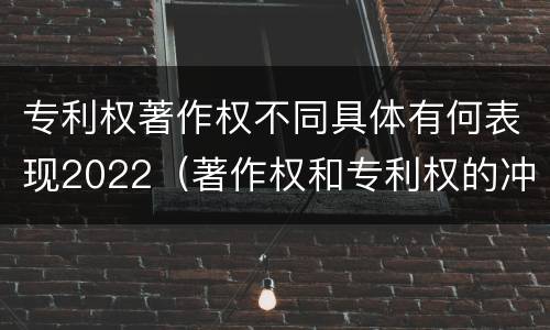 专利权著作权不同具体有何表现2022（著作权和专利权的冲突）