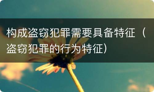 构成盗窃犯罪需要具备特征（盗窃犯罪的行为特征）