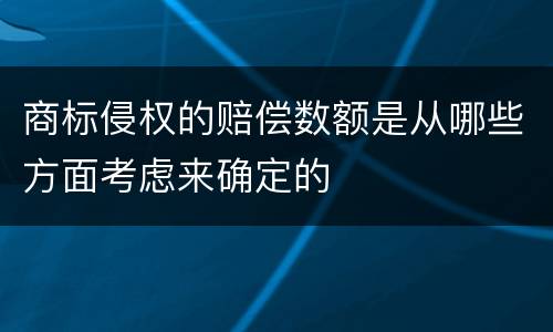商标侵权的赔偿数额是从哪些方面考虑来确定的
