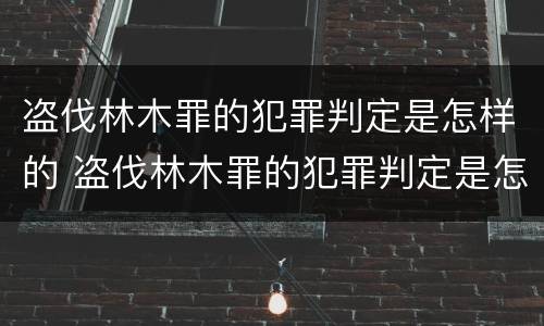 盗伐林木罪的犯罪判定是怎样的 盗伐林木罪的犯罪判定是怎样的结果