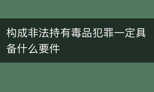 构成非法持有毒品犯罪一定具备什么要件
