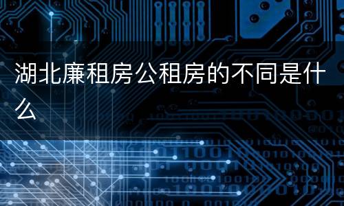 湖北廉租房公租房的不同是什么