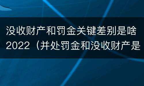 没收财产和罚金关键差别是啥2022（并处罚金和没收财产是什么意思）