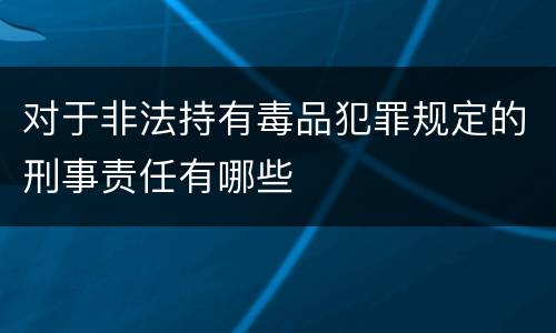 对于非法持有毒品犯罪规定的刑事责任有哪些