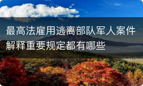 最高法雇用逃离部队军人案件解释重要规定都有哪些