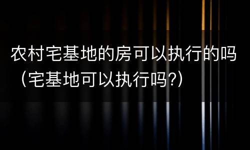 农村宅基地的房可以执行的吗（宅基地可以执行吗?）