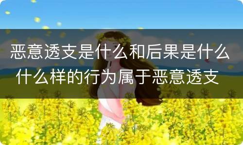 恶意透支是什么和后果是什么 什么样的行为属于恶意透支