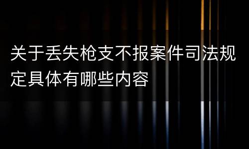 关于丢失枪支不报案件司法规定具体有哪些内容