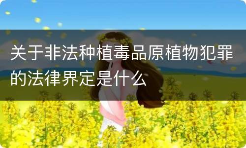 关于非法种植毒品原植物犯罪的法律界定是什么