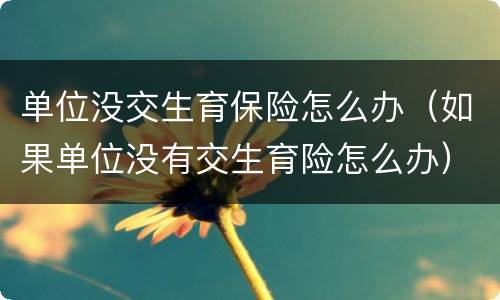 单位没交生育保险怎么办（如果单位没有交生育险怎么办）