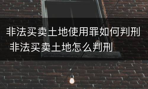 非法买卖土地使用罪如何判刑 非法买卖土地怎么判刑