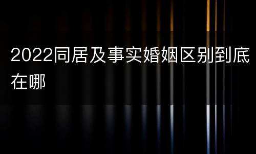 2022同居及事实婚姻区别到底在哪