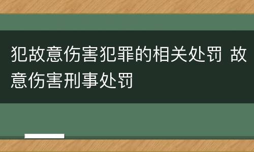 犯故意伤害犯罪的相关处罚 故意伤害刑事处罚