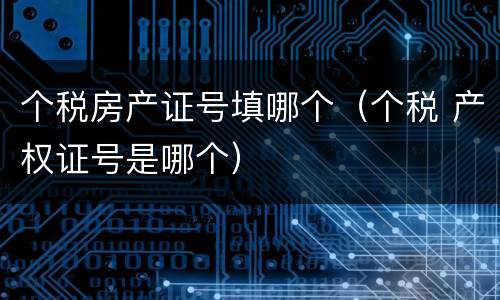 个税房产证号填哪个（个税 产权证号是哪个）