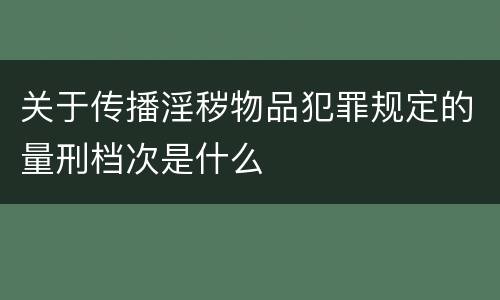 关于传播淫秽物品犯罪规定的量刑档次是什么