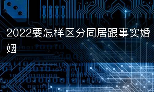 2022要怎样区分同居跟事实婚姻