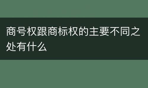 商号权跟商标权的主要不同之处有什么