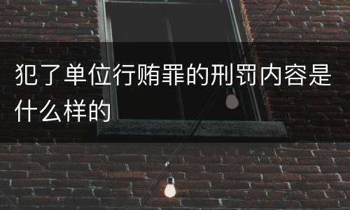 犯了单位行贿罪的刑罚内容是什么样的