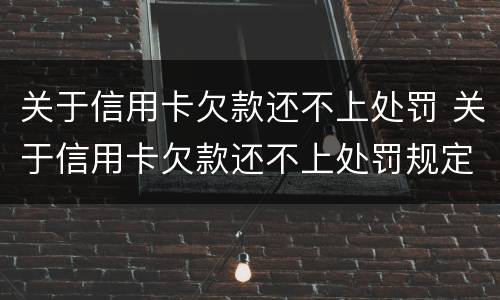 关于信用卡欠款还不上处罚 关于信用卡欠款还不上处罚规定