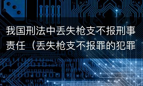 我国刑法中丢失枪支不报刑事责任（丢失枪支不报罪的犯罪主体是）