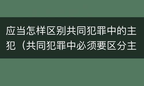 应当怎样区别共同犯罪中的主犯（共同犯罪中必须要区分主从犯）