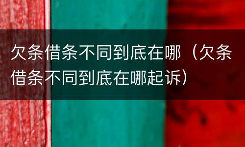 欠条借条不同到底在哪（欠条借条不同到底在哪起诉）