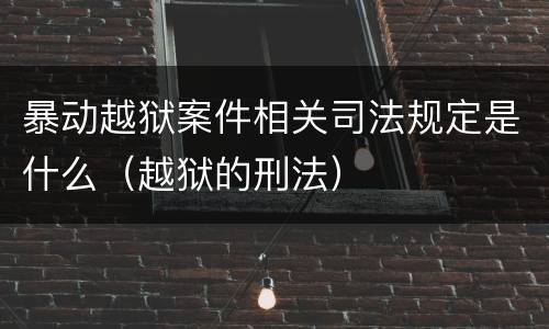 暴动越狱案件相关司法规定是什么（越狱的刑法）