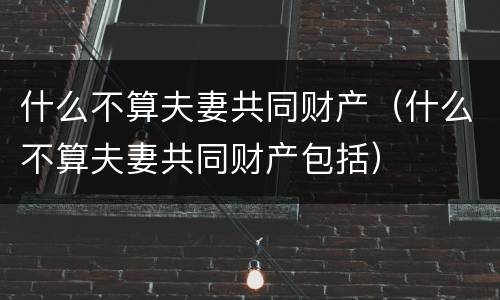 什么不算夫妻共同财产（什么不算夫妻共同财产包括）