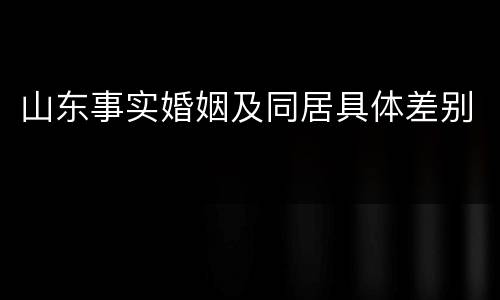 山东事实婚姻及同居具体差别