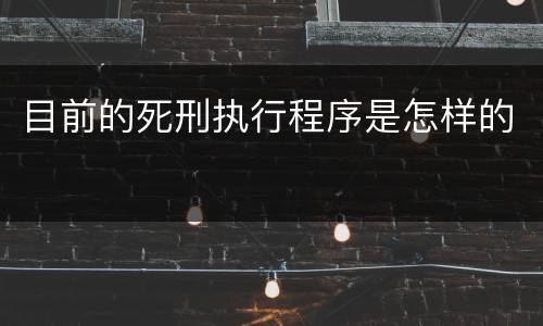 目前的死刑执行程序是怎样的