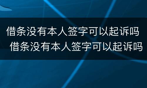 借条没有本人签字可以起诉吗 借条没有本人签字可以起诉吗怎么写