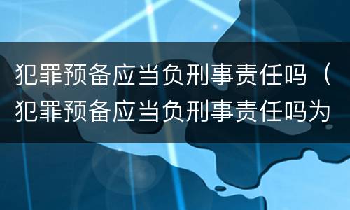 犯罪预备应当负刑事责任吗（犯罪预备应当负刑事责任吗为什么）