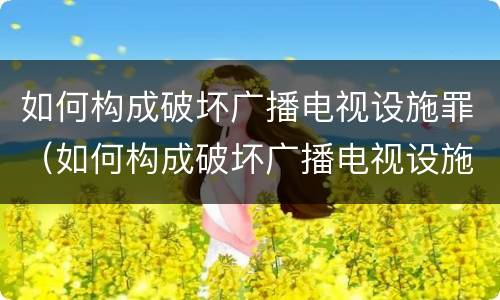 如何构成破坏广播电视设施罪（如何构成破坏广播电视设施罪行为）
