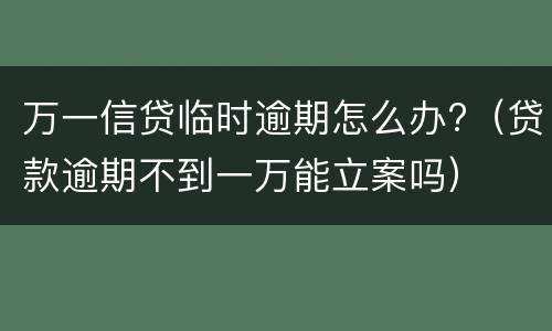 万一信贷临时逾期怎么办?（贷款逾期不到一万能立案吗）