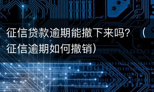 征信贷款逾期能撤下来吗？（征信逾期如何撤销）