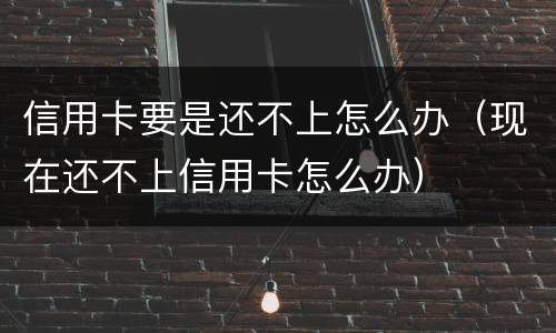 信用卡要是还不上怎么办（现在还不上信用卡怎么办）