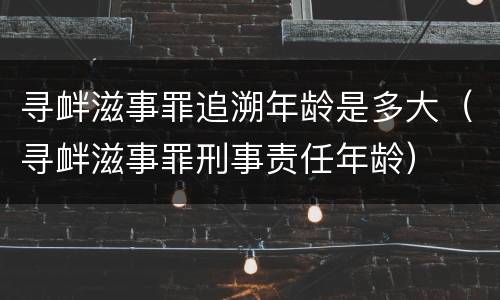 寻衅滋事罪追溯年龄是多大（寻衅滋事罪刑事责任年龄）