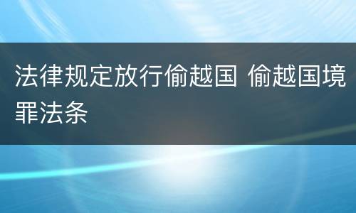 法律规定放行偷越国 偷越国境罪法条