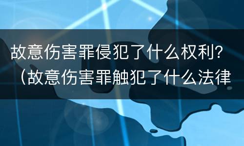 故意伤害罪侵犯了什么权利？（故意伤害罪触犯了什么法律）