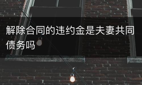 解除合同的违约金是夫妻共同债务吗