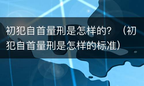 初犯自首量刑是怎样的？（初犯自首量刑是怎样的标准）