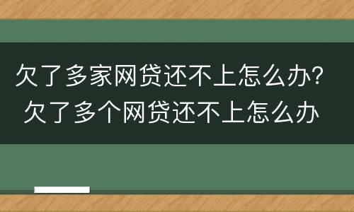 欠了多家网贷还不上怎么办？ 欠了多个网贷还不上怎么办