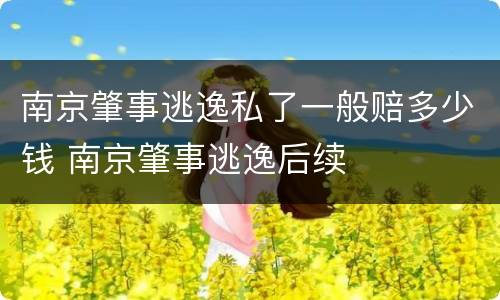 南京肇事逃逸私了一般赔多少钱 南京肇事逃逸后续