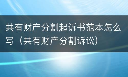 共有财产分割起诉书范本怎么写（共有财产分割诉讼）