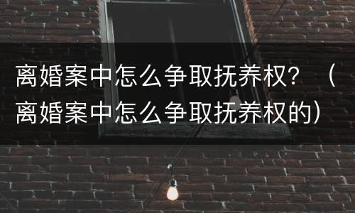 离婚案中怎么争取抚养权？（离婚案中怎么争取抚养权的）
