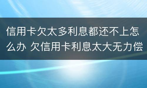 信用卡欠太多利息都还不上怎么办 欠信用卡利息太大无力偿还