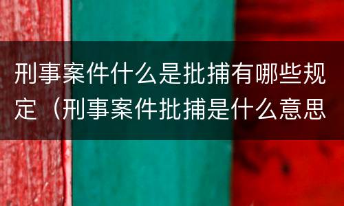 刑事案件什么是批捕有哪些规定（刑事案件批捕是什么意思）
