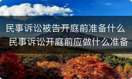 民事诉讼被告开庭前准备什么 民事诉讼开庭前应做什么准备