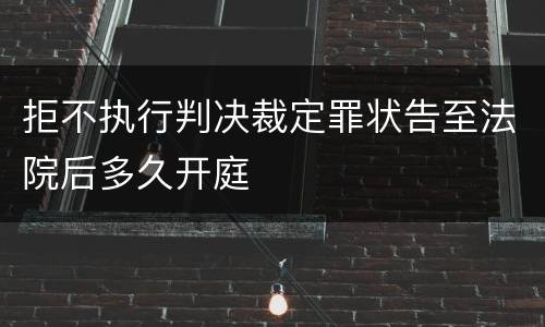拒不执行判决裁定罪状告至法院后多久开庭